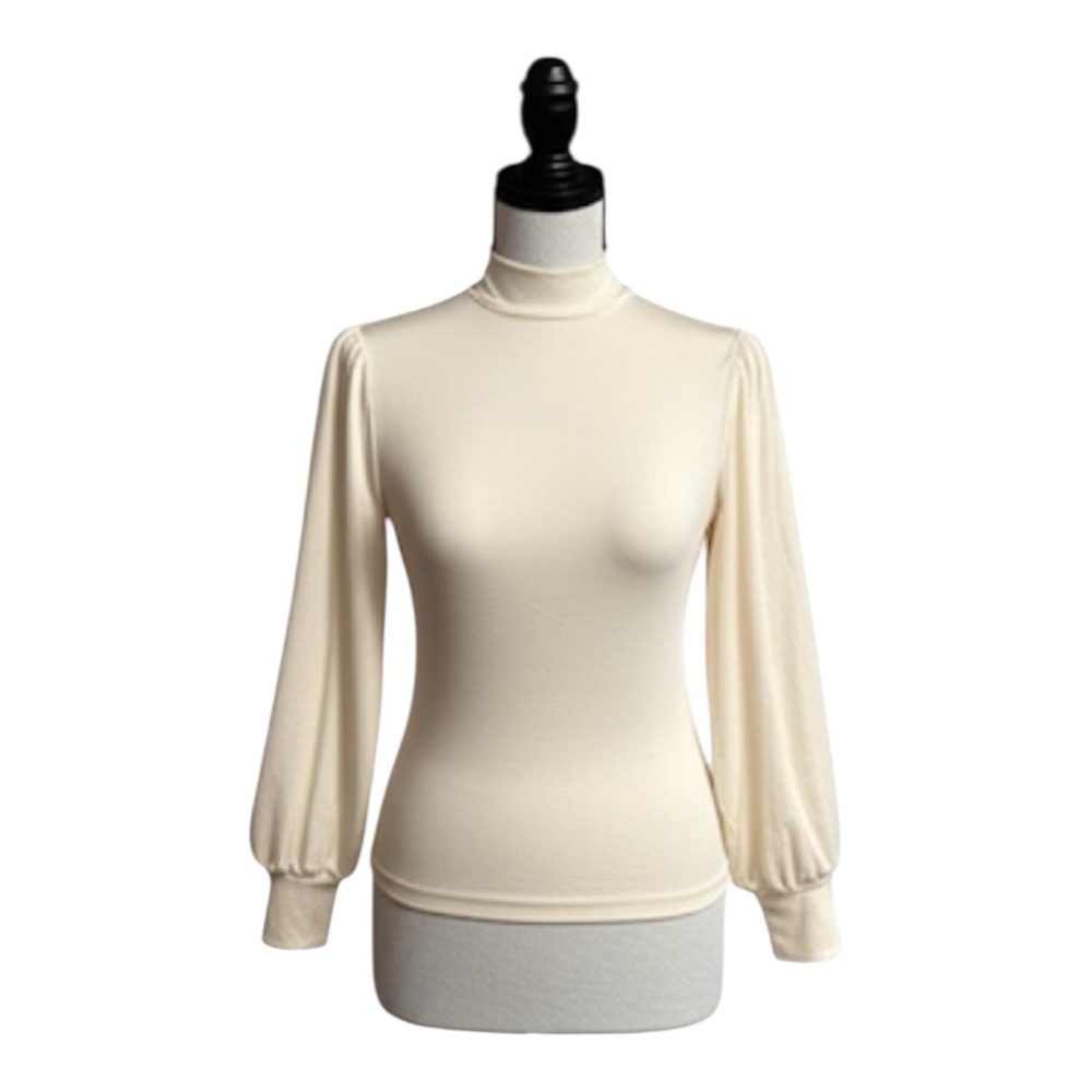 Maurices Ribbed Mock Neck Puff Long Sleeve Top Size Xsmall